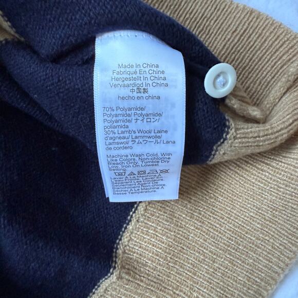 NWT J. Crew Wool Blend Sweater Rugby, Navy/Tan Stripe, Size XL - Picture 4 of 5
